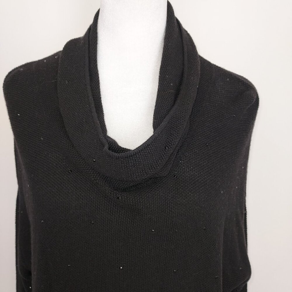 J Jill Wool Blend Cowl Neck Embellished Black Sweater Size Medium - Picture 5 of 10